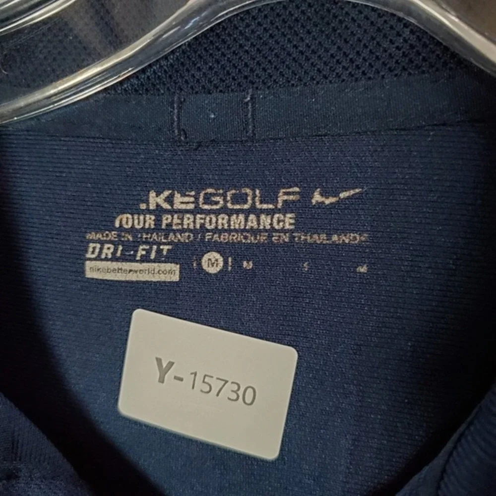 Nike Golf Men Polo Shirt Medium Blue Logo Dri Fit Tour Performance Short‎ Sleeve